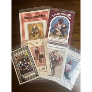 Vintage Lot of 6 Sewing Patterns Stuffed Dolls & Figures: Amish Elves Matryoshka